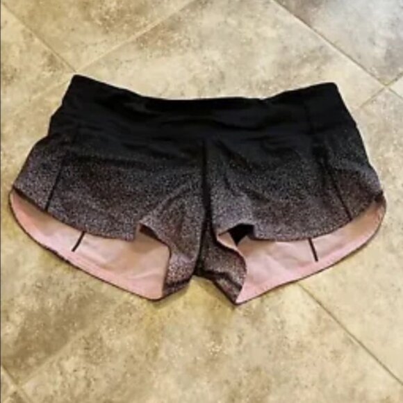 Lululemon Athletica Speed Up Short ombré speckle stop print pink black lined 4 - Picture 3 of 6